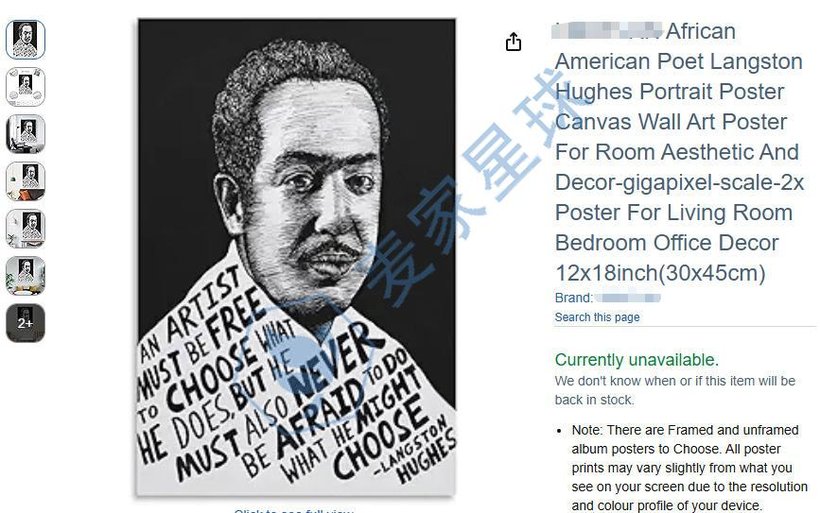 African American Poet Langston Hughes Portrait Poster