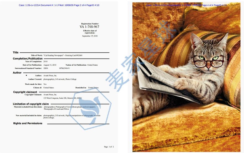 Avanti Press Copyright Cat Reading Newspaper