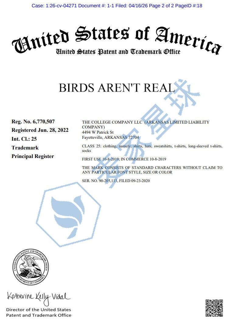 BIRDS AREN'T REAL trademark