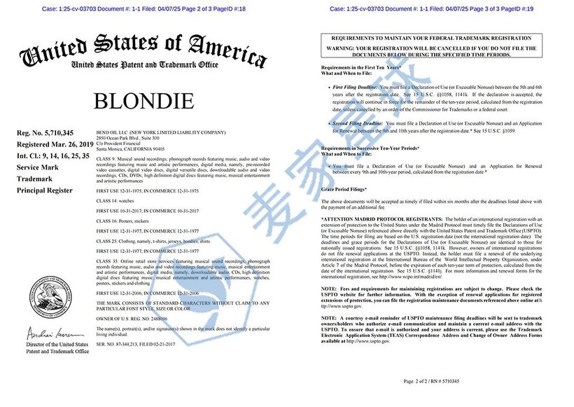 BLONDIE TRADEMARK