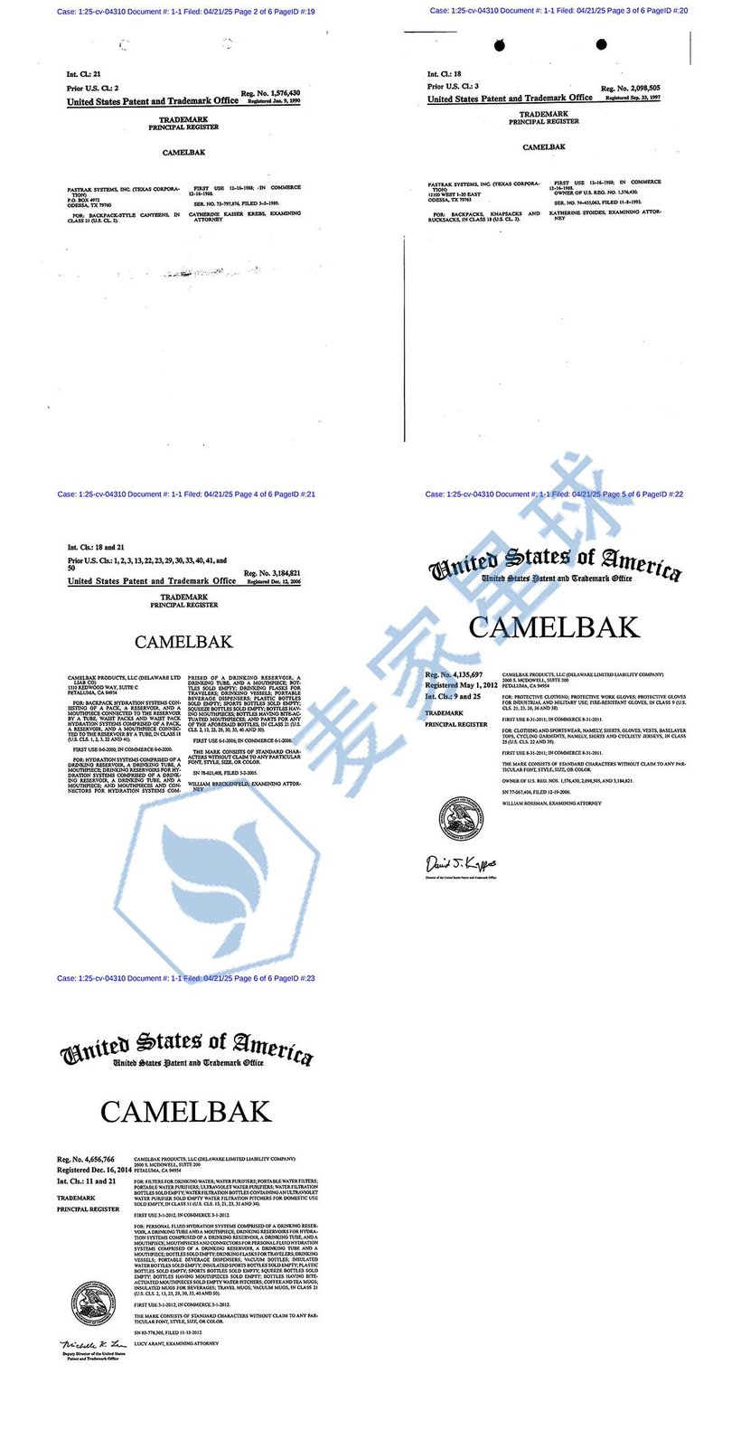 CAMELBAK TRADEMARKS