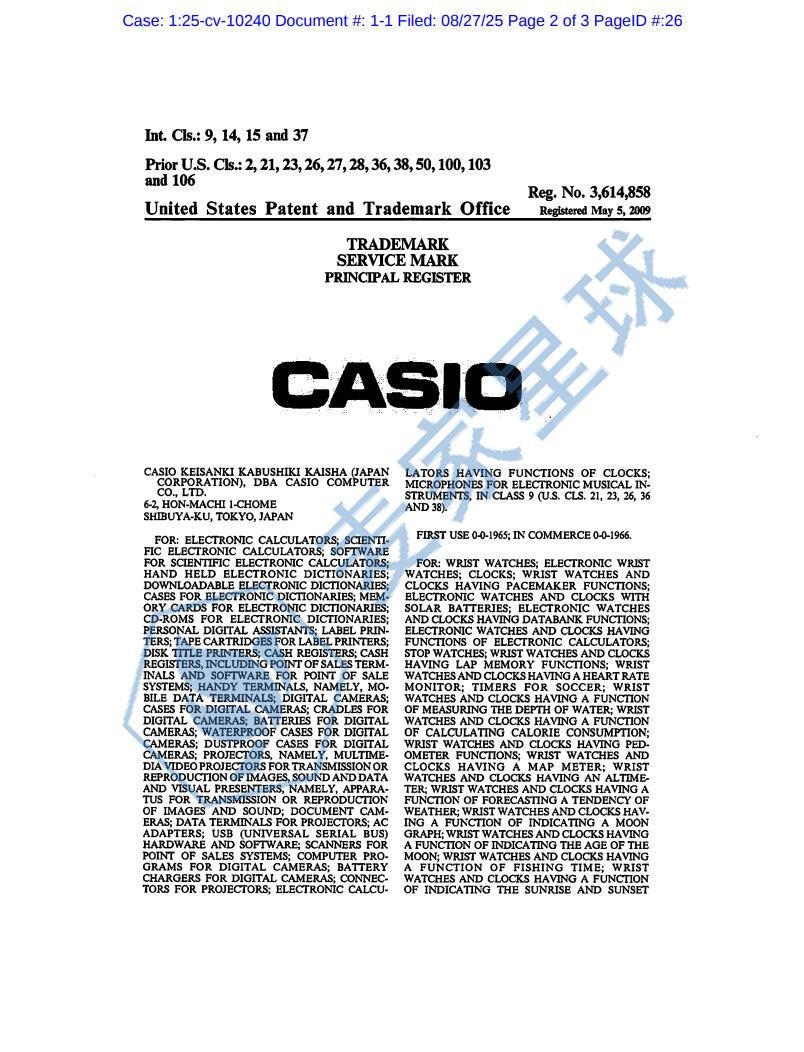CASIO TRADEMARK