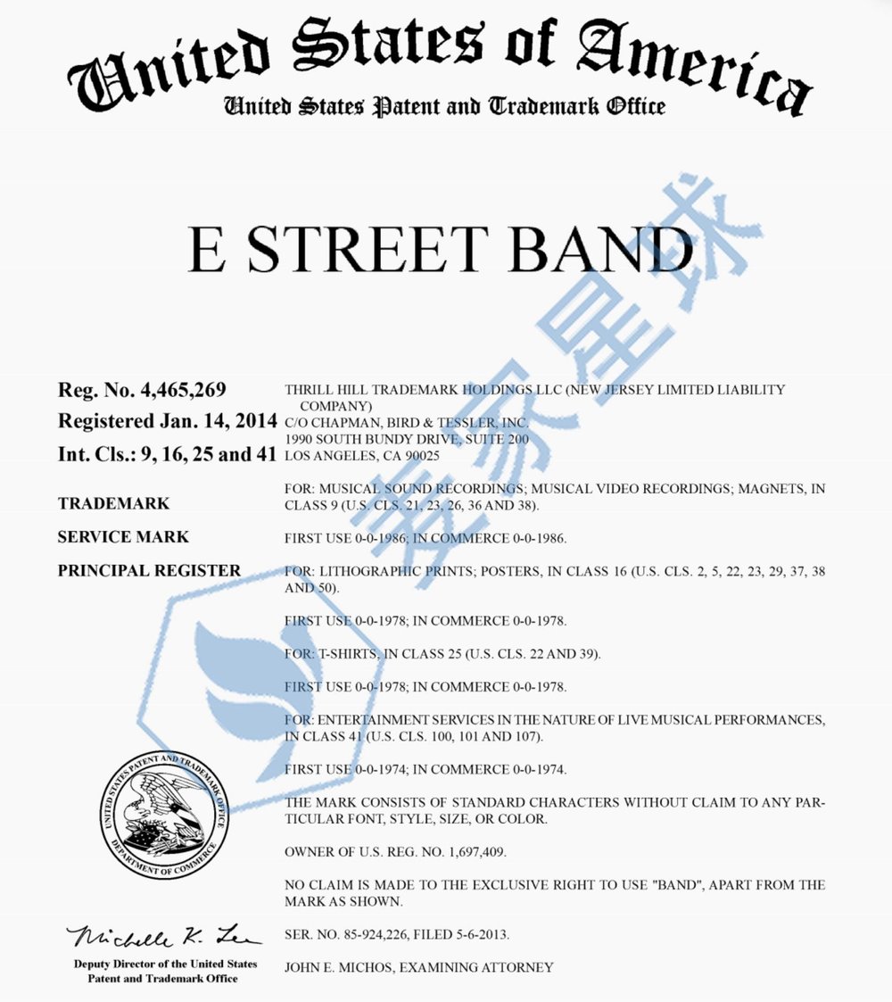 E STREET BAND trademark