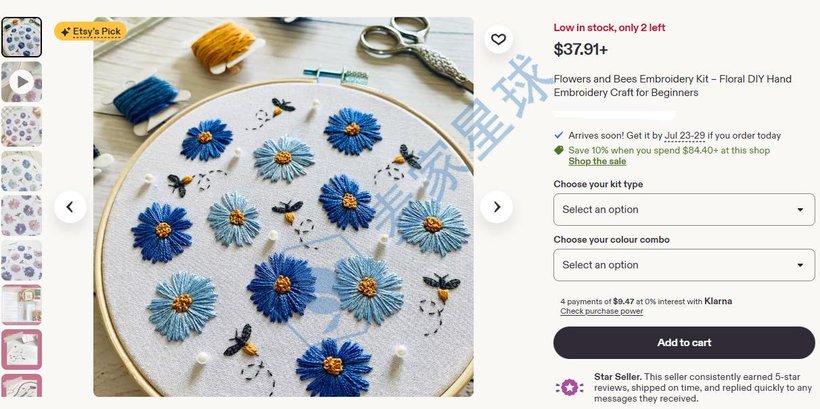 Flowers and Bees Embroidery Kit by Rose Stitch Art