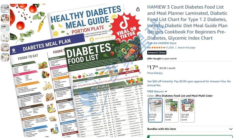HAMIEW 3 count diabetes food list and meal planner