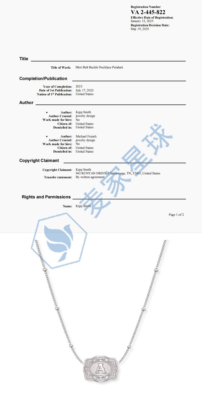 Mini Belt Buckle Necklace Pendant VA0002445822