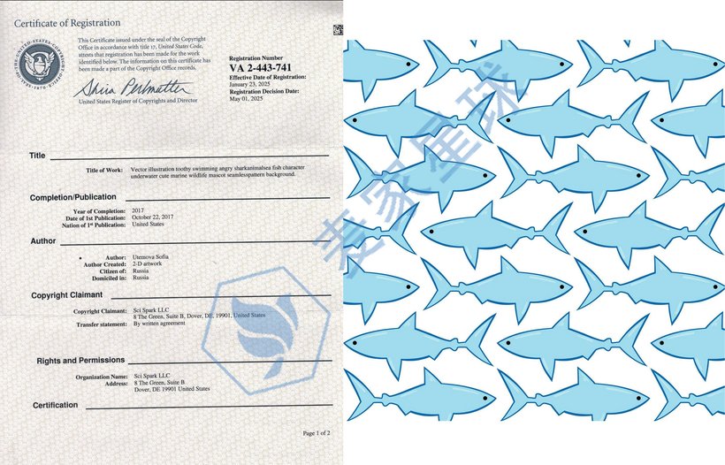 Vector illustration toothy swimming angry shark animal sea fish character underwater cute marine wildlife mascot seamless pattern background