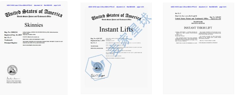 skinnies instant lifts instant thigh lift trademarks