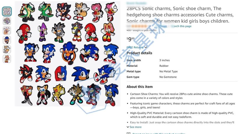 sonice the hedgehog copyright product